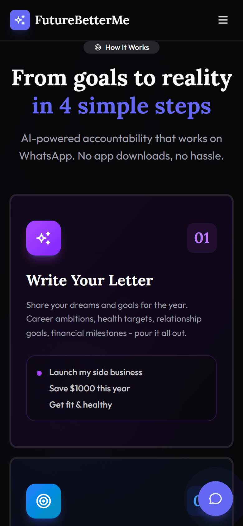 FutureBetterMe — Goals to reality in 4 steps