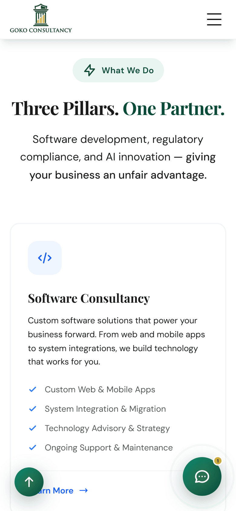 Goko Consultancy — Three pillars, one partner