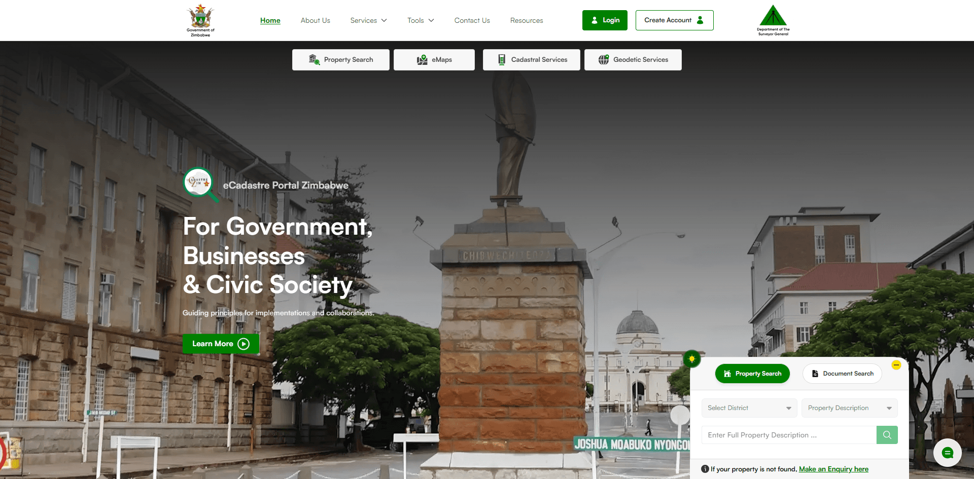 Zimbabwe eCadastre Screenshot