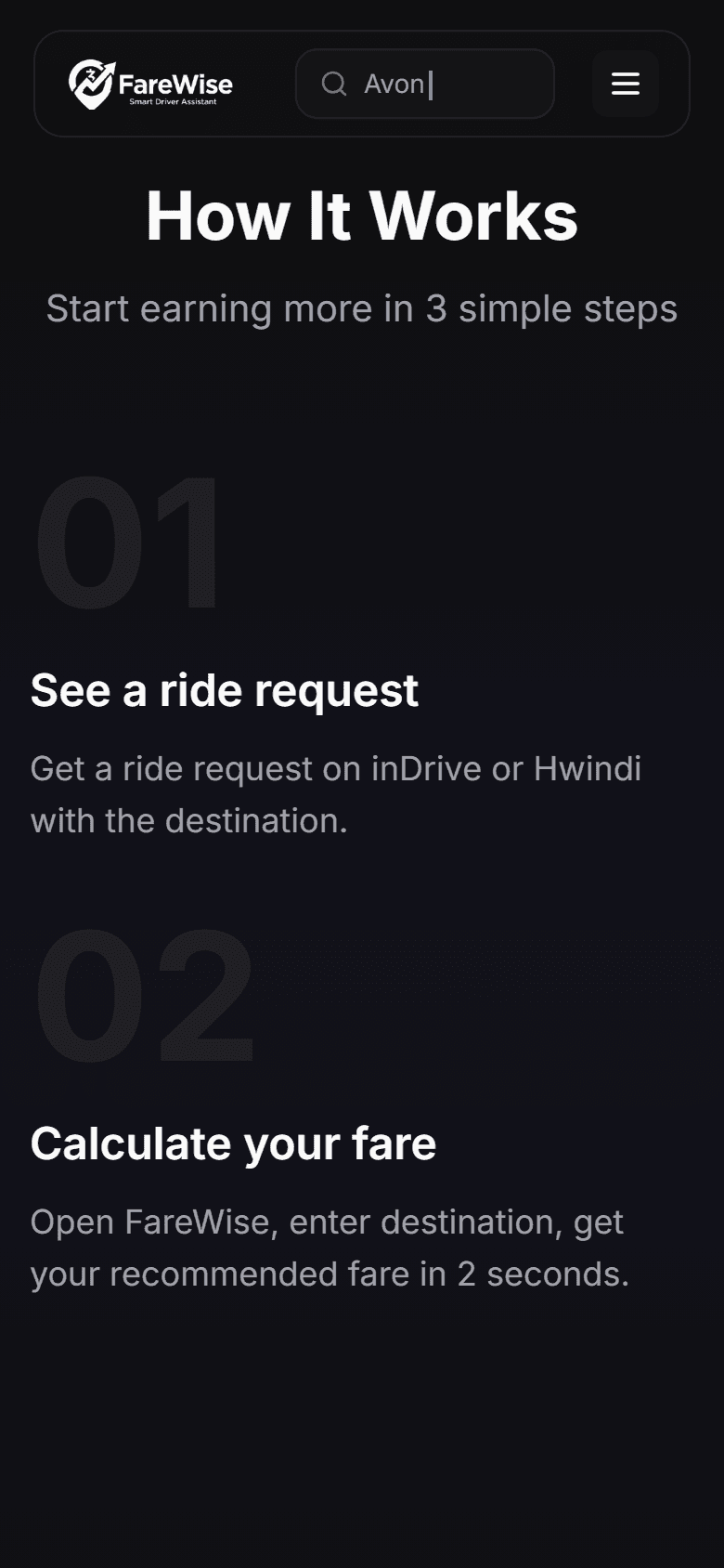 FareWise — Earn more in 3 steps